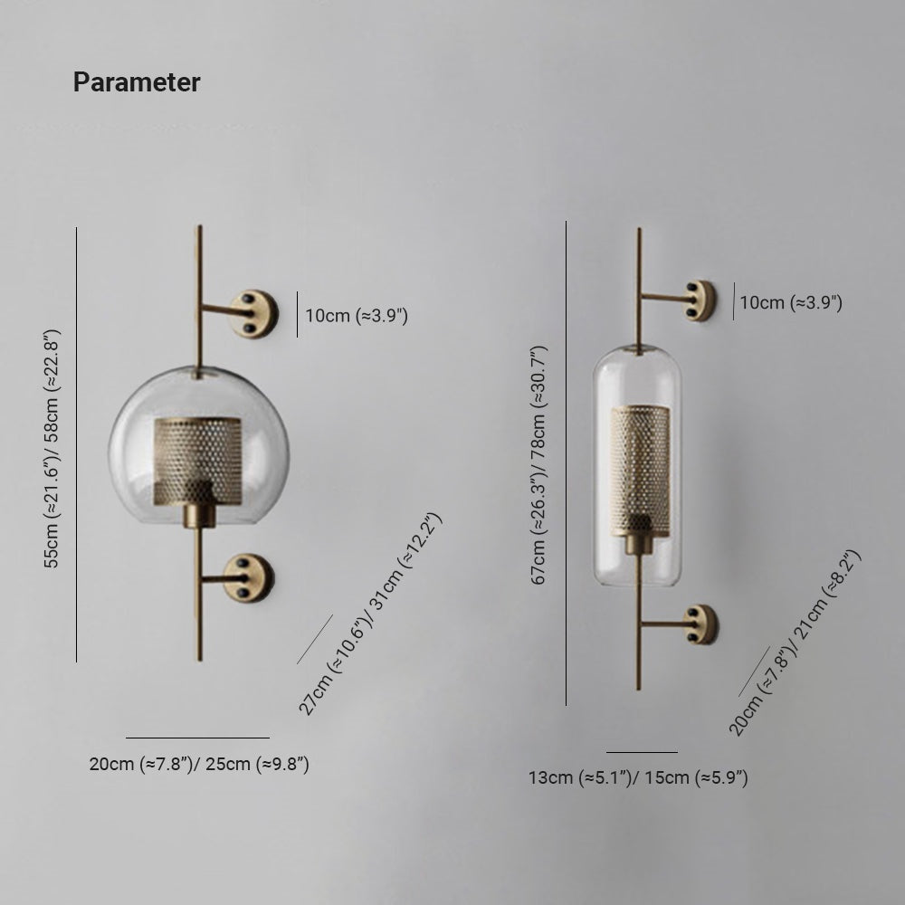 OroLicht Industrielle LED-Wandleuchte – Silber/Gold für Innen, Metall und Glas