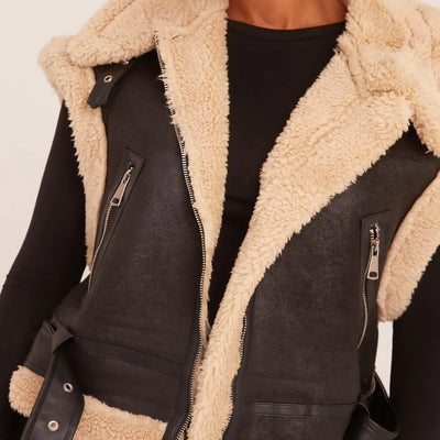 Zwarte Faux Sherpa Gilet voor Dames | Nora