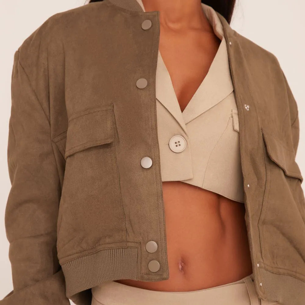 Lässige Khaki-Bomberjacke für Damen | Olivia