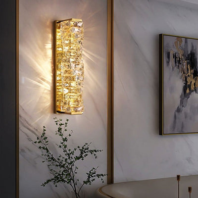 LuxeGloed | Rechthoekige Wandlamp van Metaal en Kristal met LED-verlichting