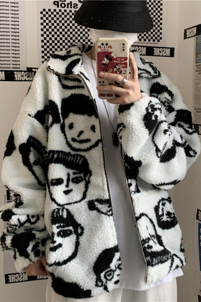 Wintermantel mit Cartoon-Print für Damen | Mein