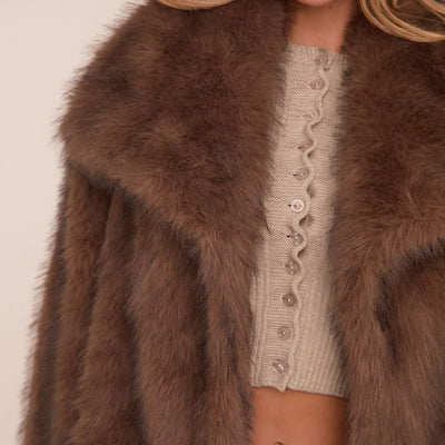 Luxueuze Bruine Faux Fur Jas voor Dames | Amara