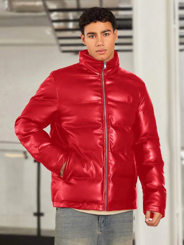 Auffällige rote Pufferjacke für Herren | Flamme