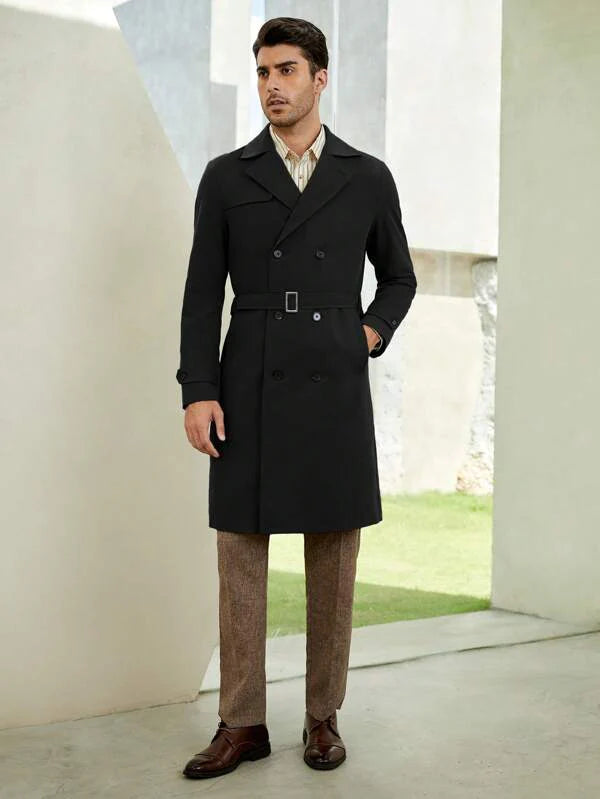 Schwarzer klassischer Herren-Trenchcoat | Samuel