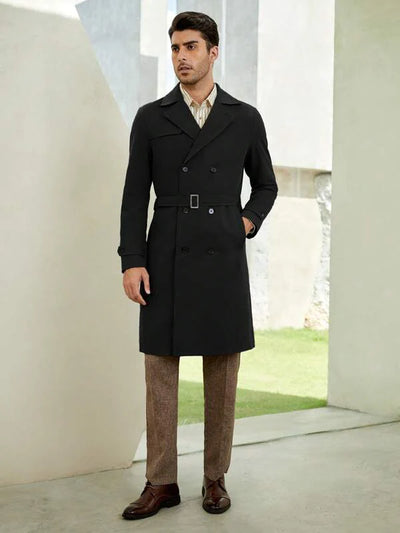 Schwarzer klassischer Herren-Trenchcoat | Samuel