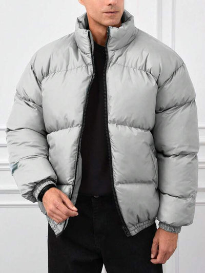 Hellgraue wattierte Pufferjacke für Herren | Aiden