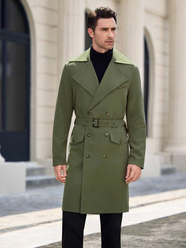 Olivgrüner Lange Trenchcoat | Arthur