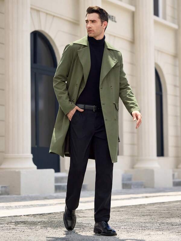 Olivegroene Lange Trenchcoat | Arthur