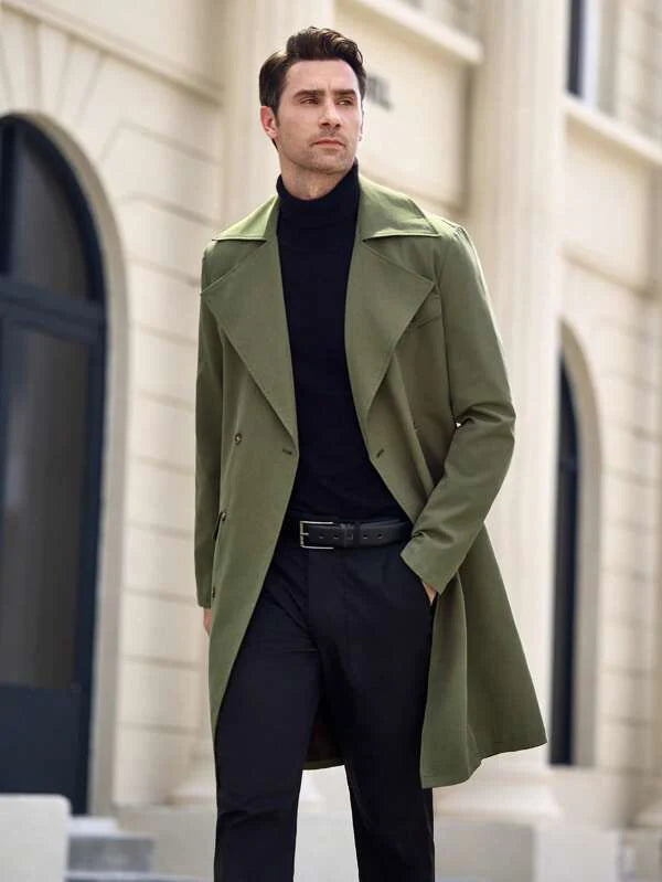 Olivegroene Lange Trenchcoat | Arthur