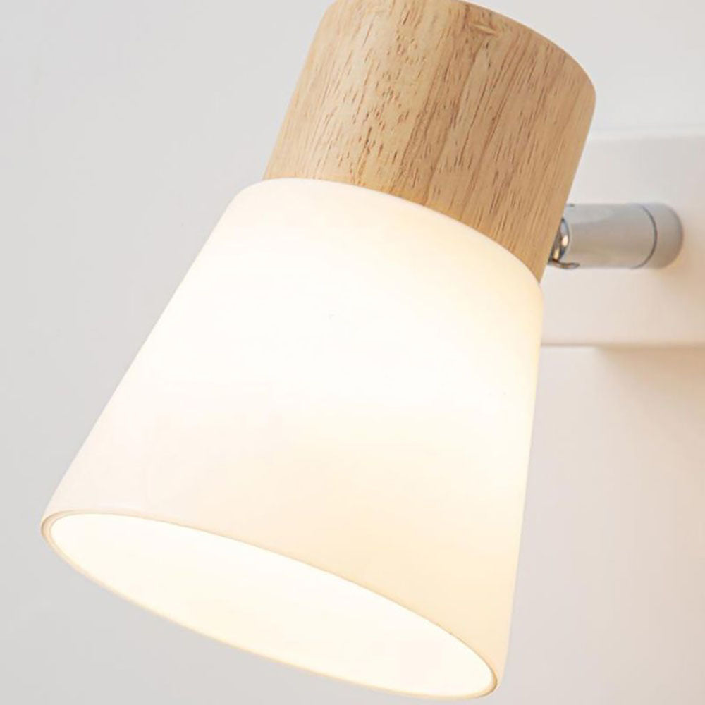 NoordGlans Wandlamp - Hout/Glas Design voor Woonkamer/Eetkamer - Witte Afwerking