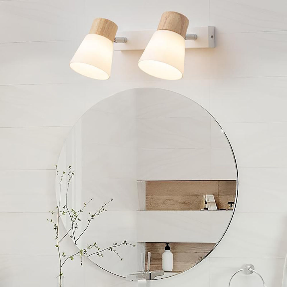 NoordGlans Wandlamp - Hout/Glas Design voor Woonkamer/Eetkamer - Witte Afwerking