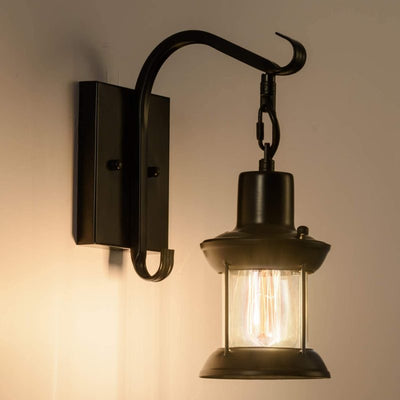 VintageStijl Industriële Wandlamp in Zwart en Brons - Metaal en Glas Binnenverlichting