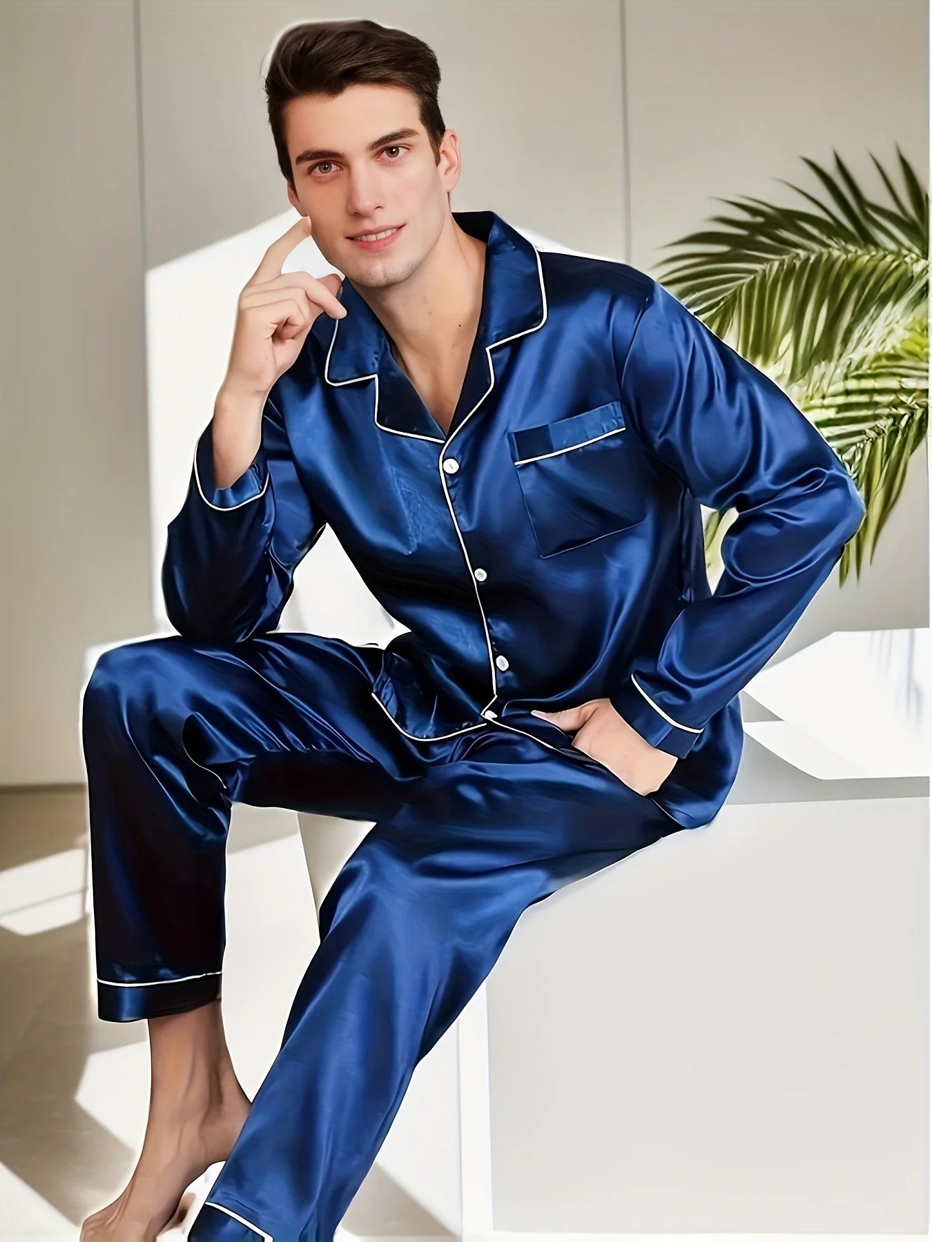 Herren-Pyjama-Set aus Seidensatin | Maximus