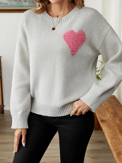 Gestrickter Pullover mit Herzmuster für Damen | Bella