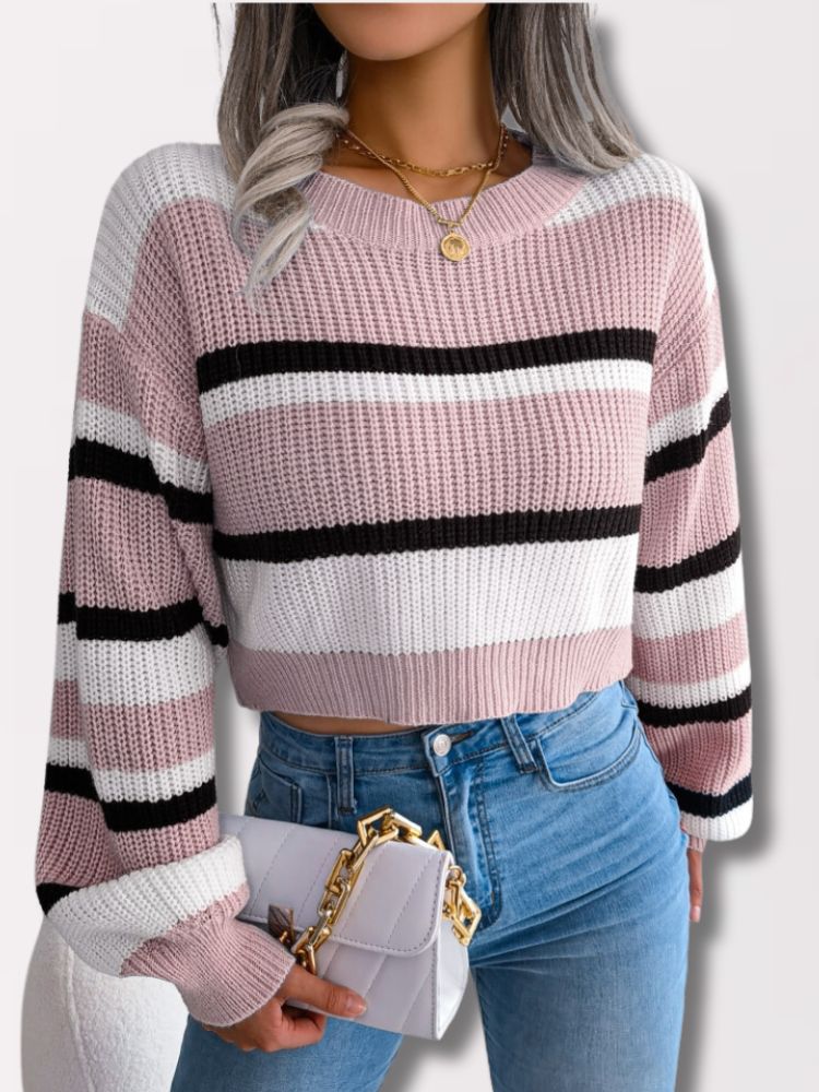 Gestreifter Crop-Pullover für Damen | Selena