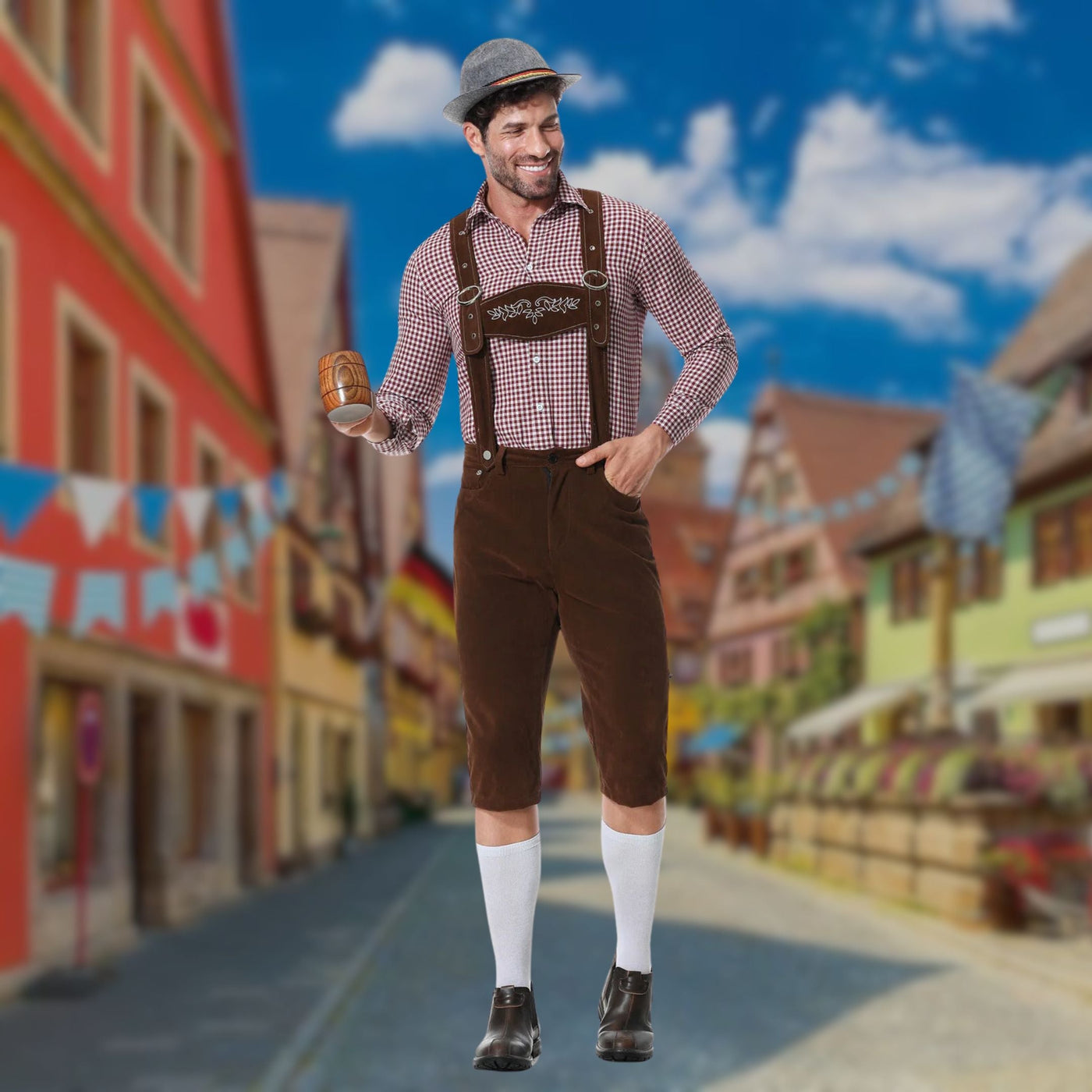 Driedelige Oktoberfest Lederhosen Set | Otto