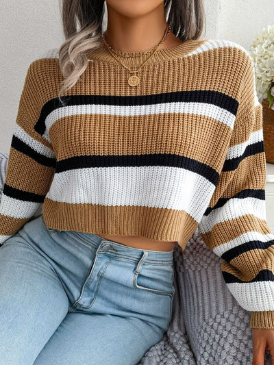 Gestreifter Crop-Pullover für Damen | Selena