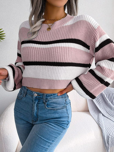 Gestreifter Crop-Pullover für Damen | Selena