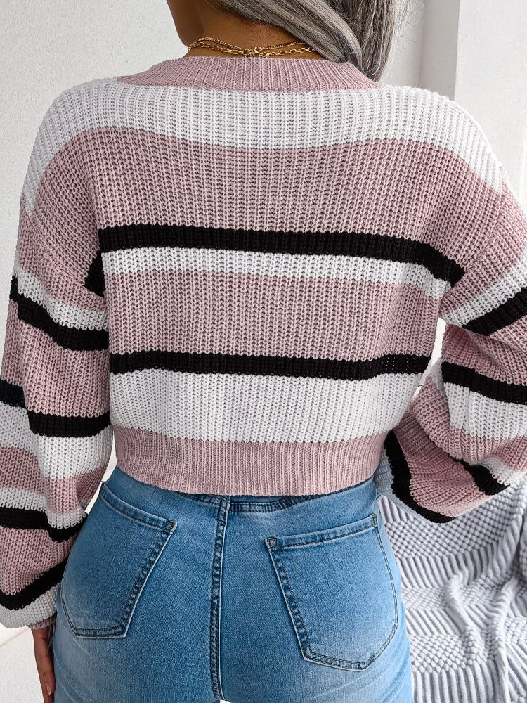 Gestreifter Crop-Pullover für Damen | Selena