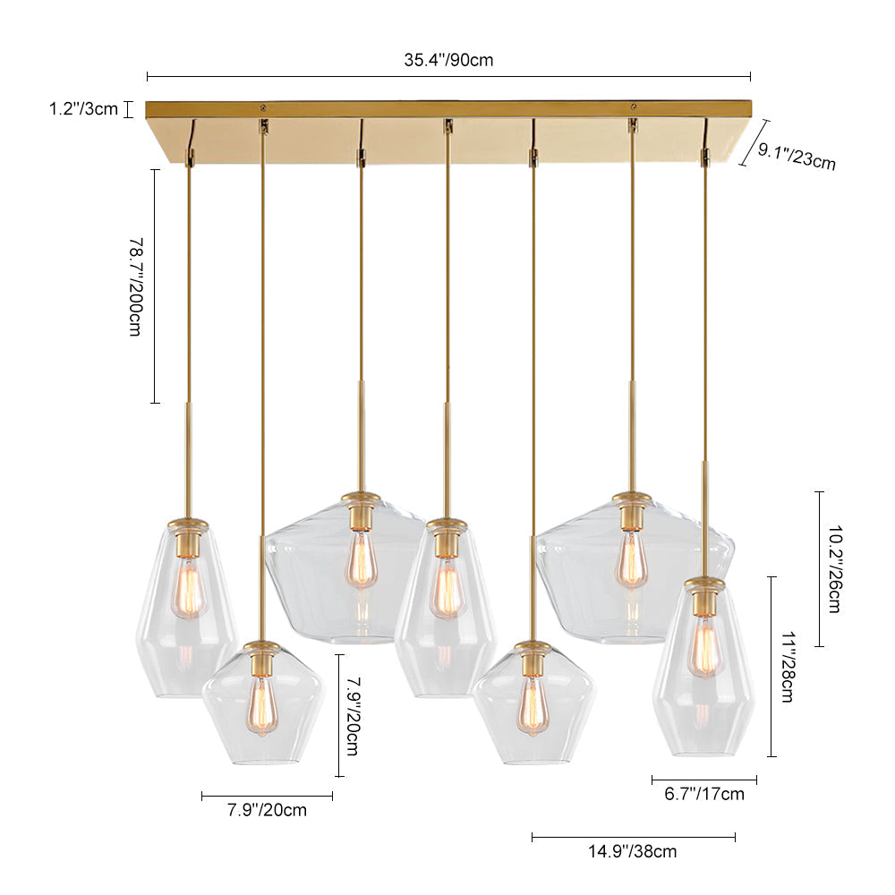 7-Lichts Cluster Helder Glas Geometrische Hanglamp