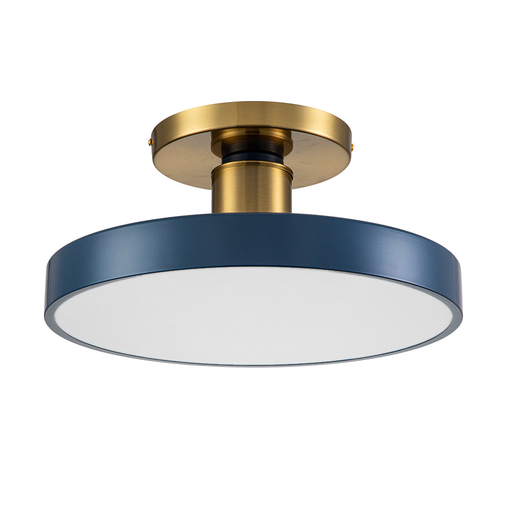 Blauwe LED Acryl Drum Semi Flush Mount Plafondlamp