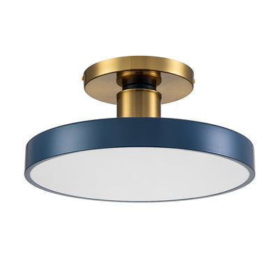 Blauwe LED Acryl Drum Semi Flush Mount Plafondlamp