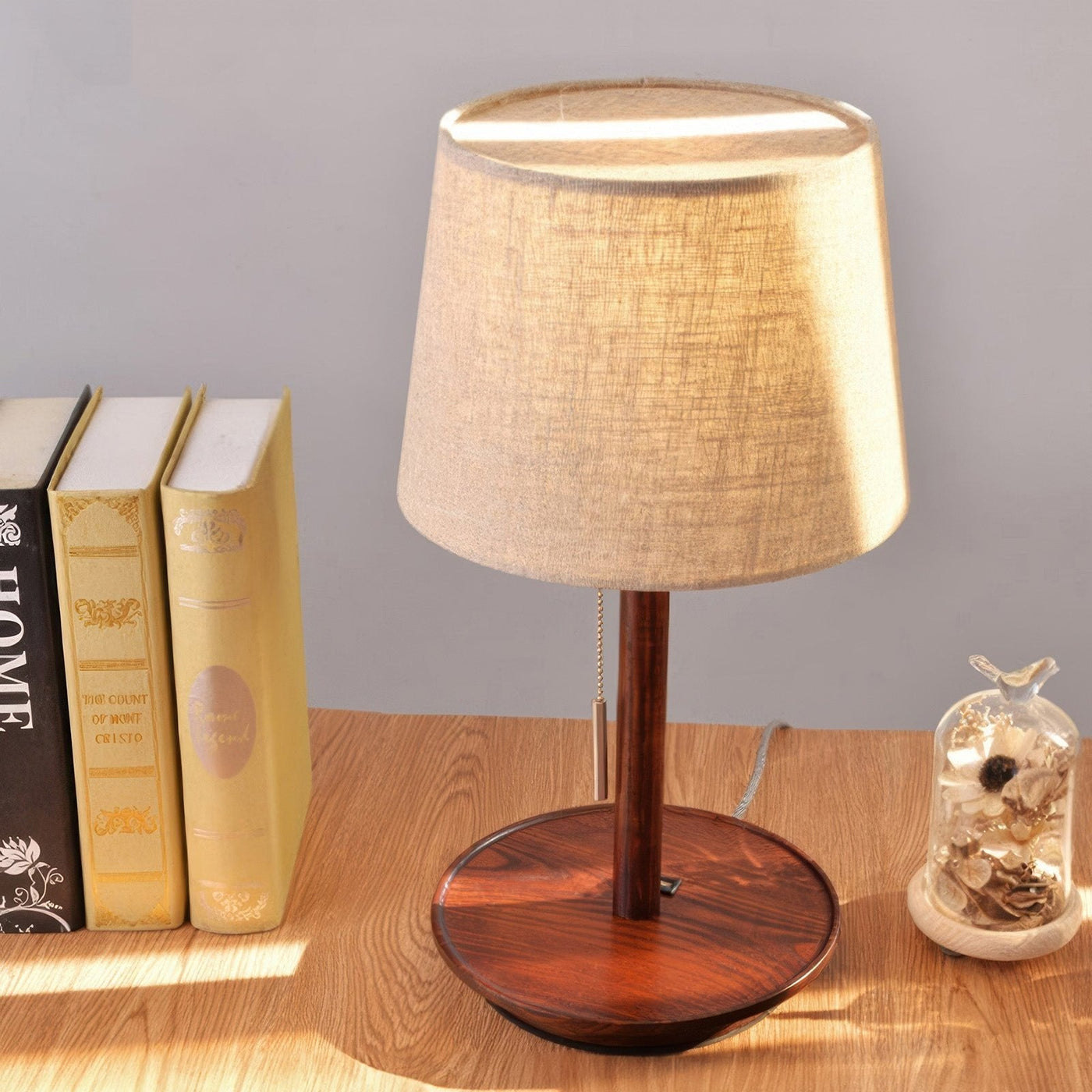 NoordLux Lamp - Premium Hout met Elegante Stoffen Accenten