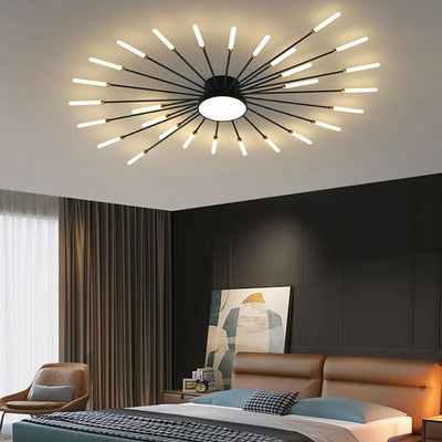 Funkelnde moderne Design-LED-Deckenleuchte, Feuerwerk, Metall, Acryl, Wohnzimmer, Schlafzimmer