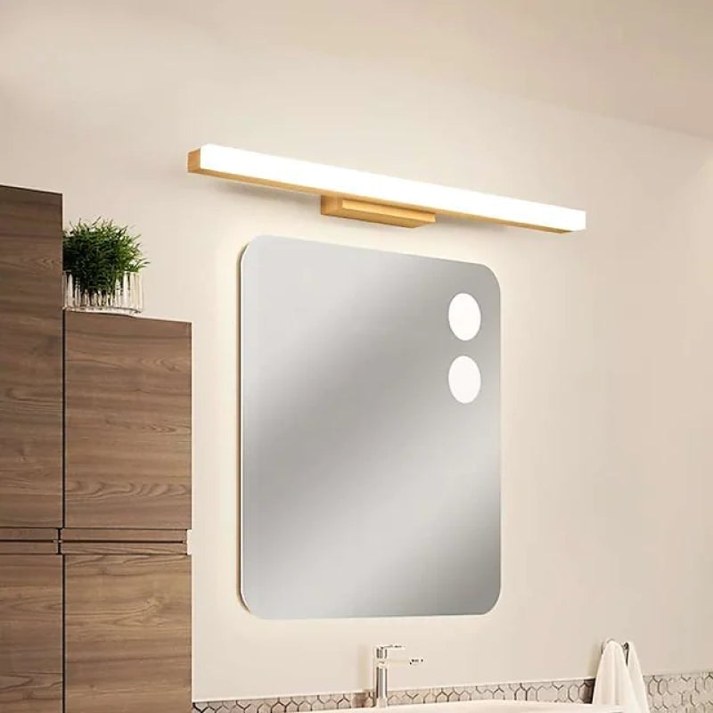 Luxuriöse lineare LED-Wandleuchte für Badezimmer und Wohnzimmer – Holzoptik