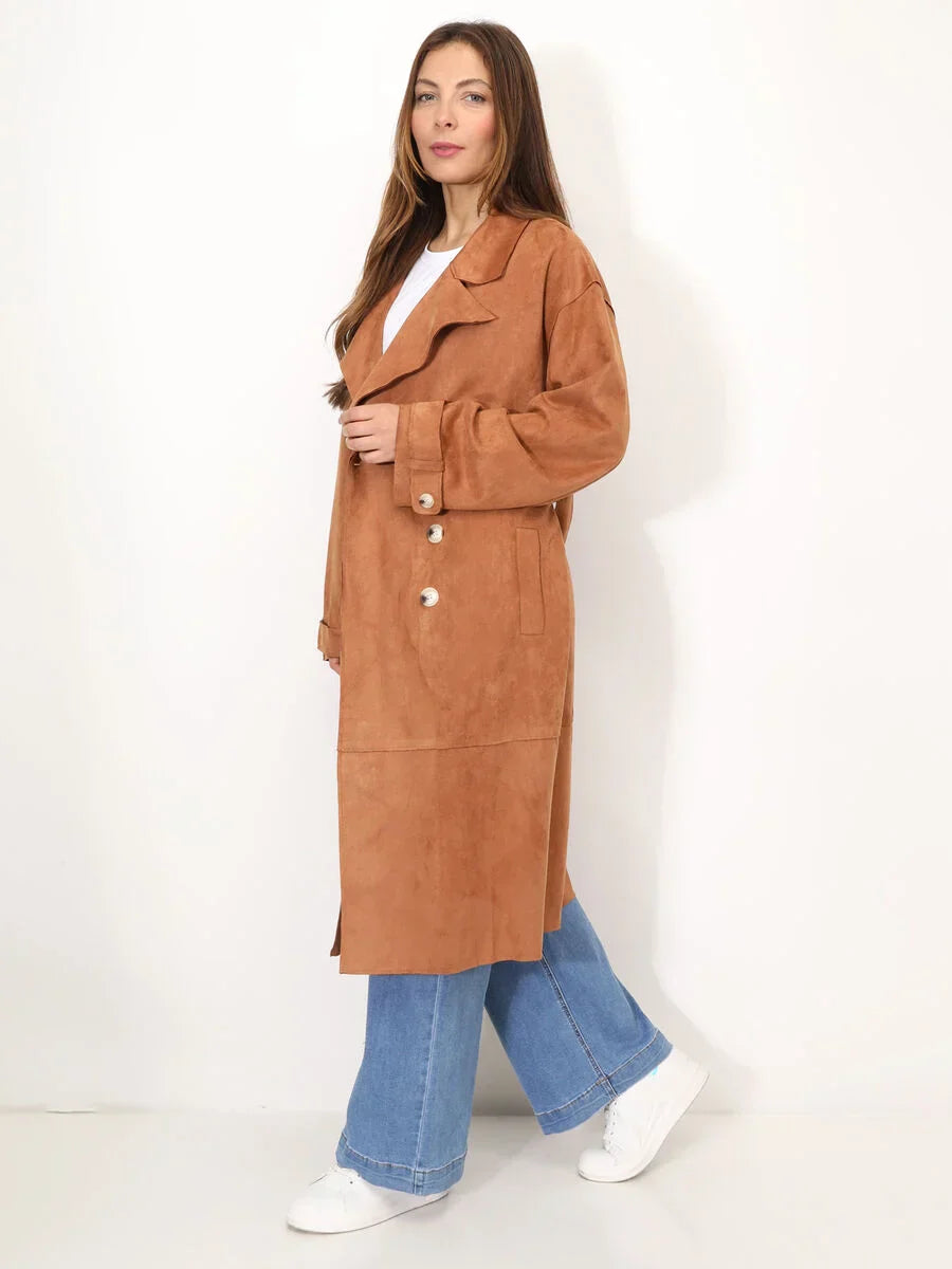 Klassieke Winter Trenchcoat van Suède | Selene