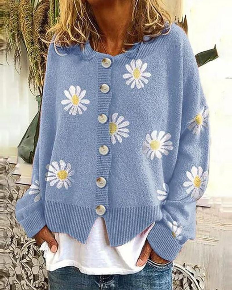 Gestrickter Blumen-Cardigan für Damen | Flora