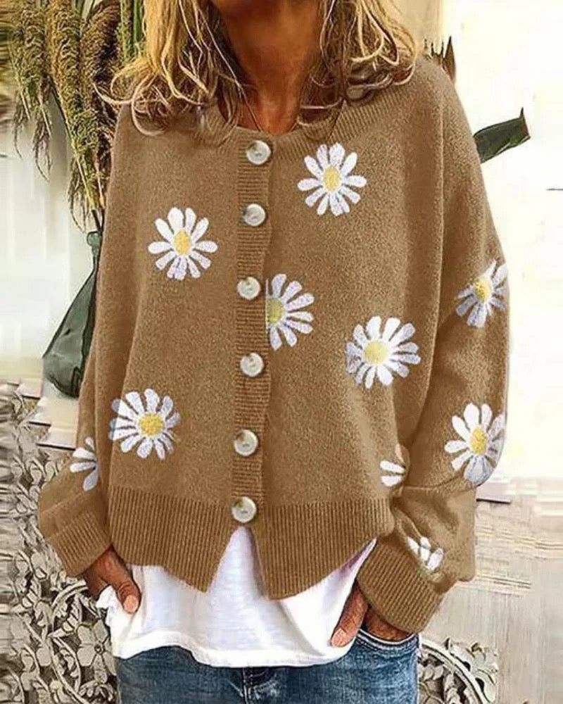 Gestrickter Blumen-Cardigan für Damen | Flora