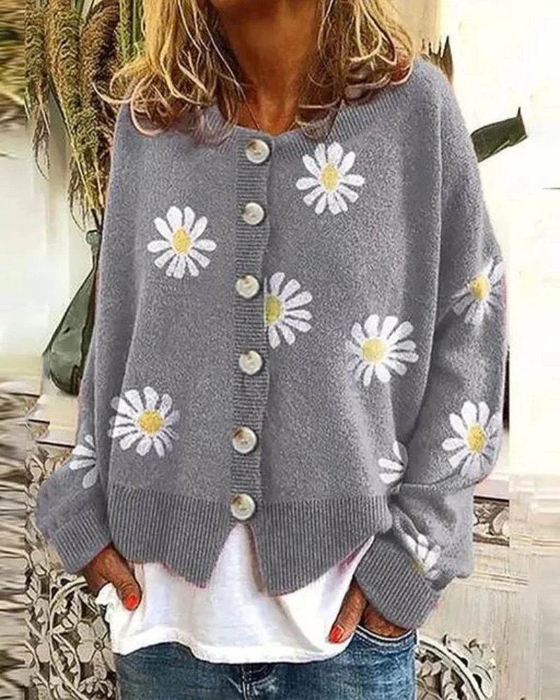 Gestrickter Blumen-Cardigan für Damen | Flora