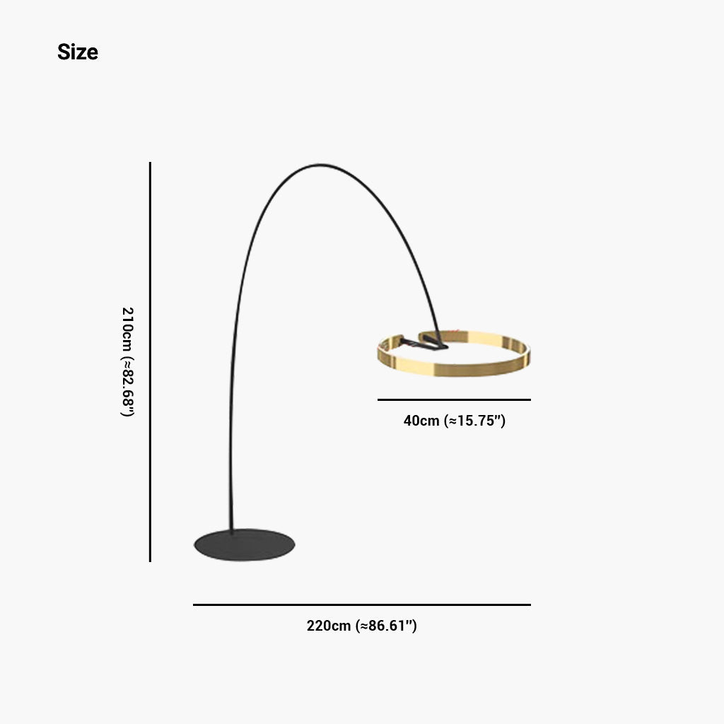 Halo-Glühen | Minimalistische goldene Stehlampe mit geschwungenem Design für das Wohnzimmer