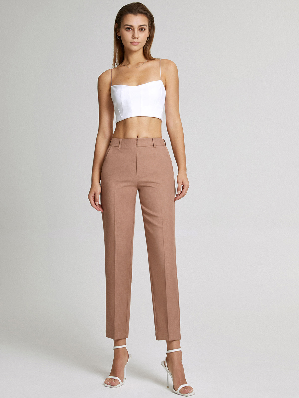 Hoge Taille Cropped Skinny Rechte Broek | Emma