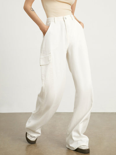 Minimalistische Witte Denim Wide Leg Jeans | Luna