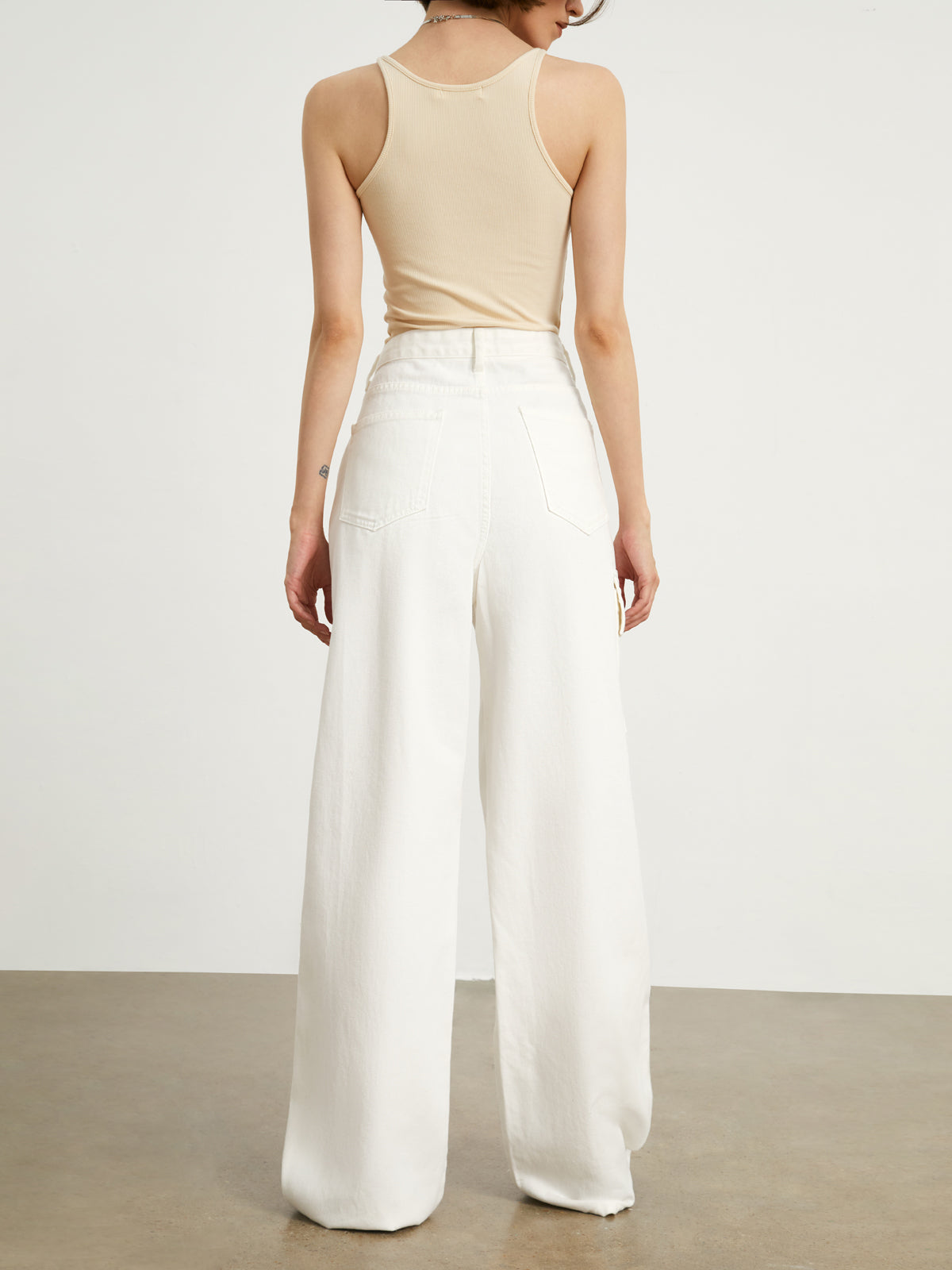 Minimalistische Witte Denim Wide Leg Jeans | Luna