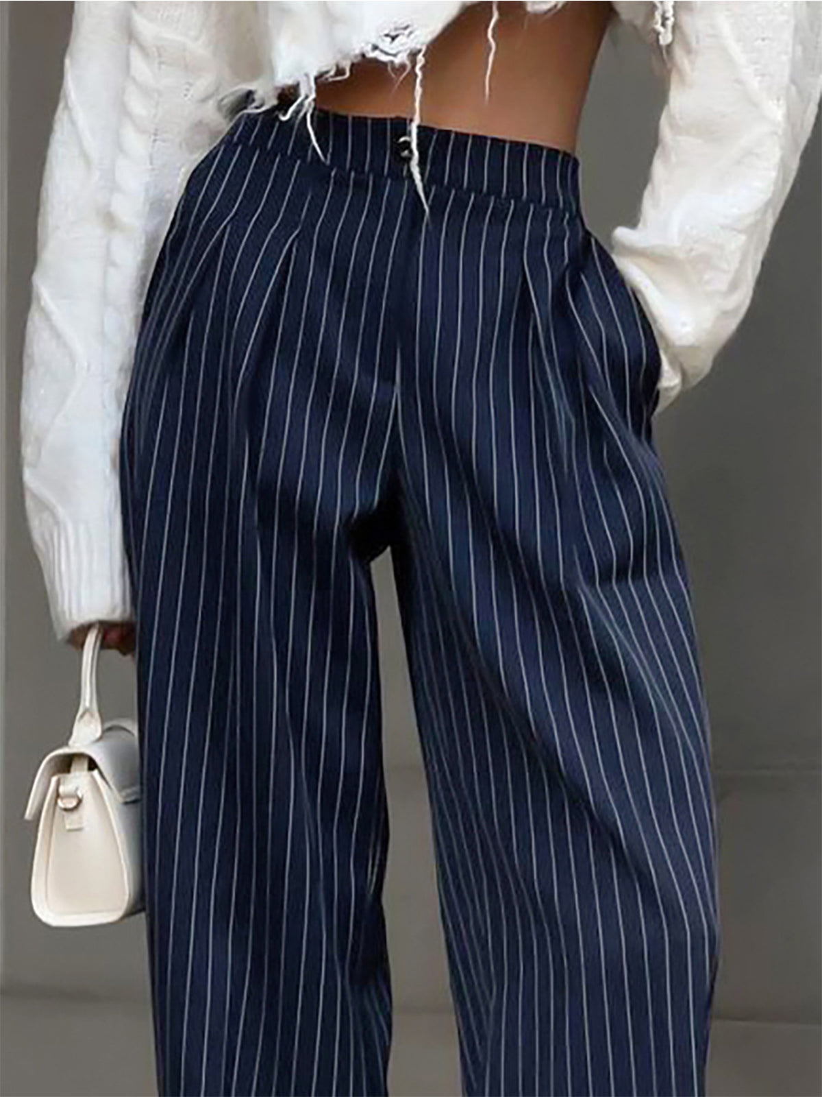 Pinstripe Geplooide Wide Leg Dress Broek | Isabella