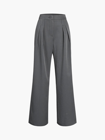 Pinstripe Geplooide Wide Leg Dress Broek | Isabella