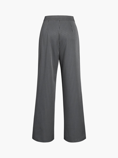 Pinstripe Geplooide Wide Leg Dress Broek | Isabella