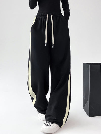 Wide Leg Sweatpants met Trekkoord en Contrasterende Bies | Lea