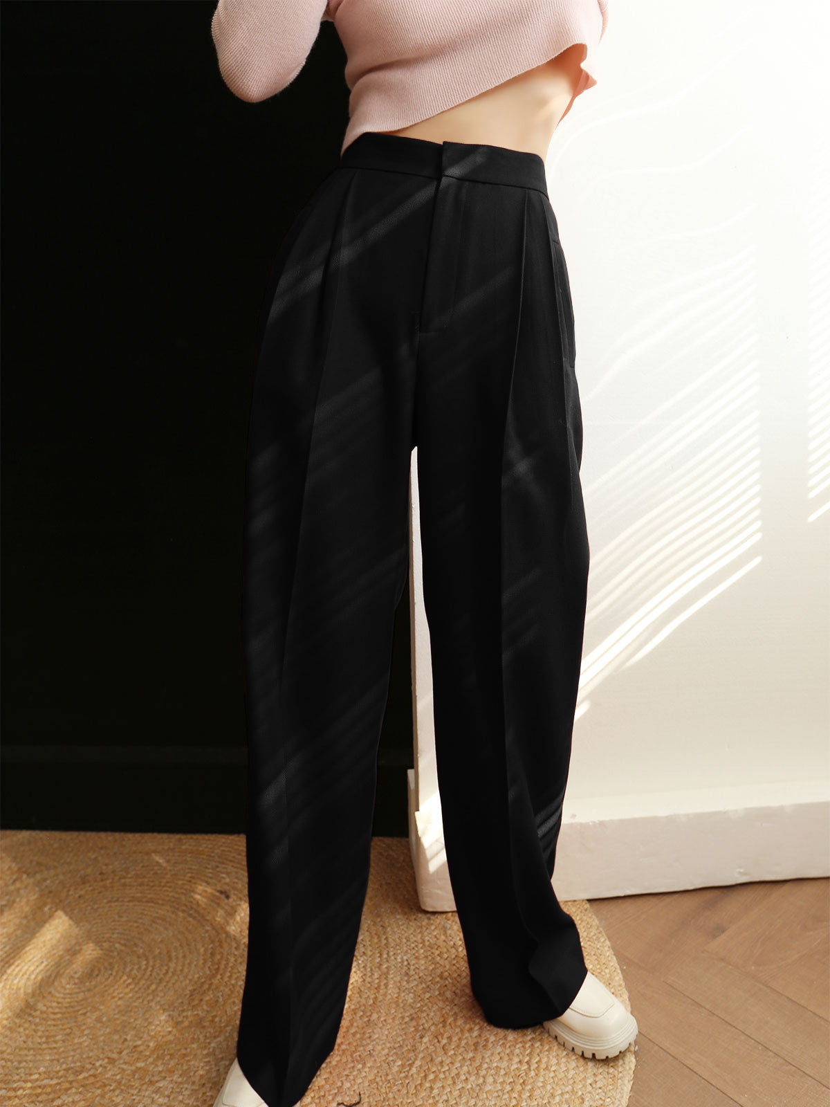 Mid Waist Geplooide Tapered Broek | Sophie