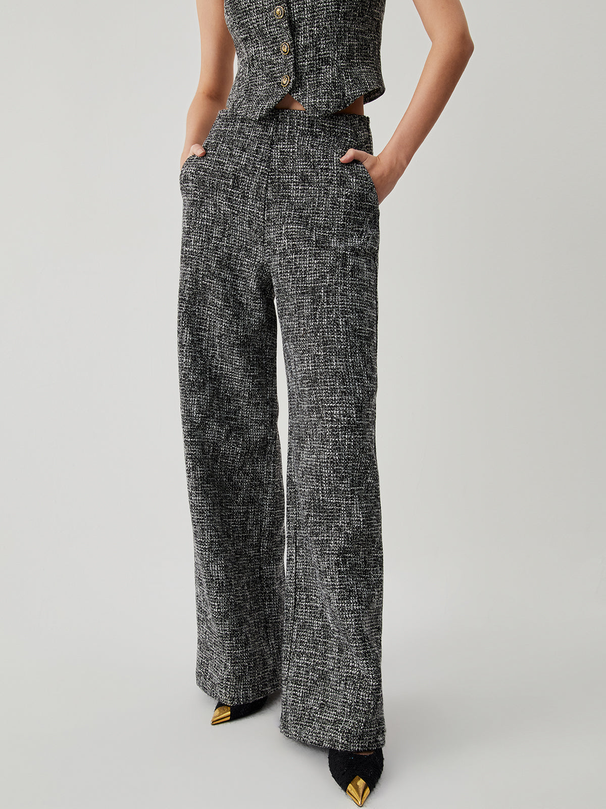 Old Money Tweed Rechte Broek met Zakken | Charlotte