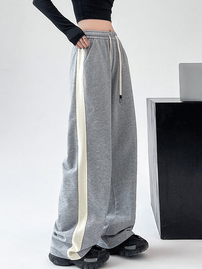 Wide Leg Sweatpants met Trekkoord en Contrasterende Bies | Lea