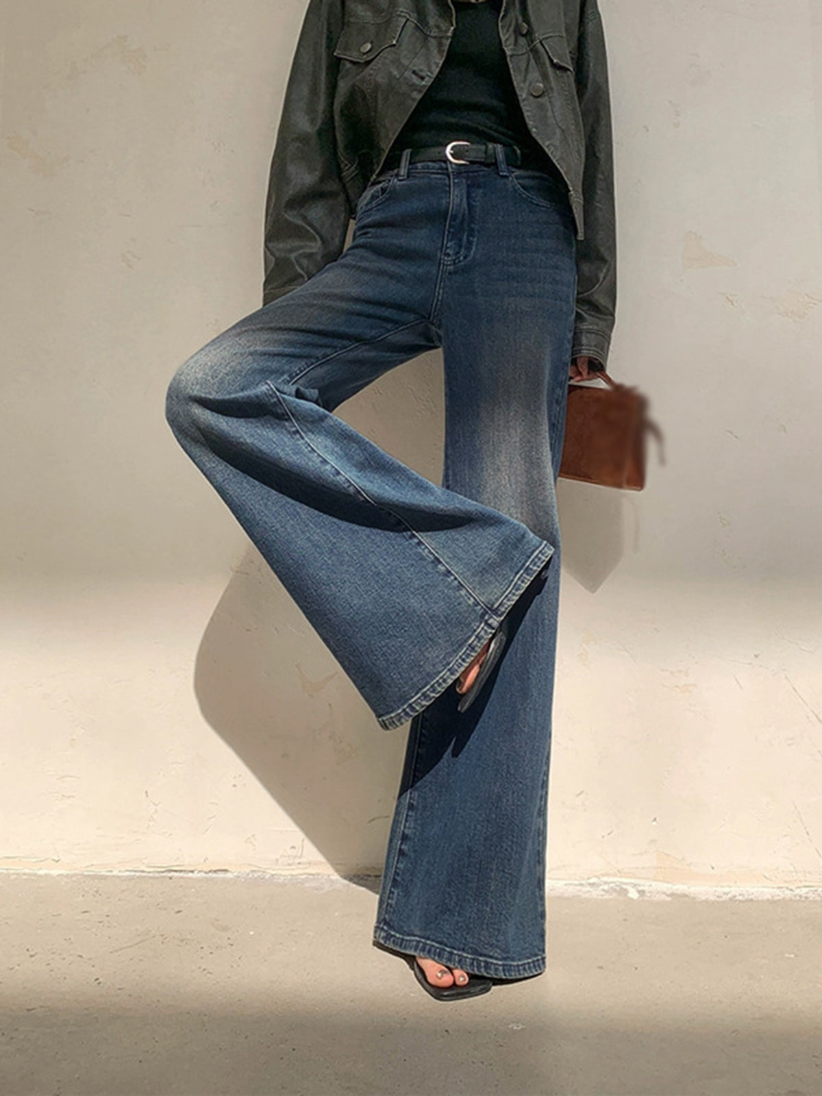 Vintage Washed Wide Leg Denim Jeans | Ava