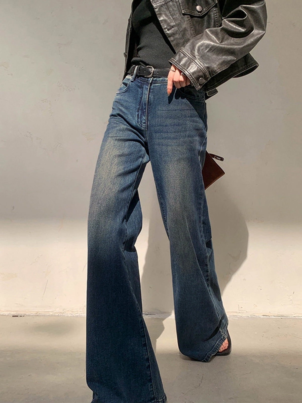 Vintage Washed Wide Leg Denim Jeans | Ava