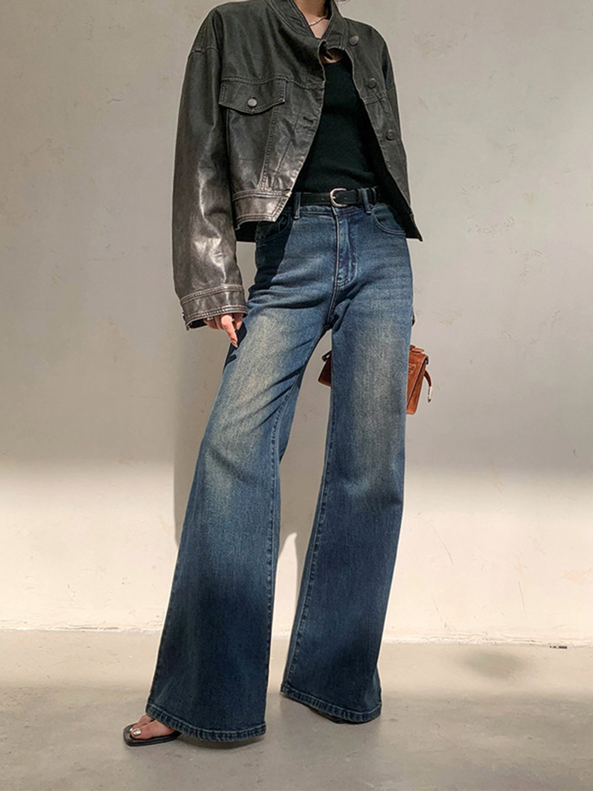 Vintage Washed Wide Leg Denim Jeans | Ava