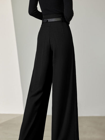 Effen Geplooide Wide Leg Broek | Livia