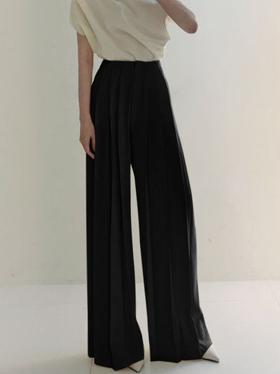 Geplooide Hoge Taille Wide Leg Broek | Luna