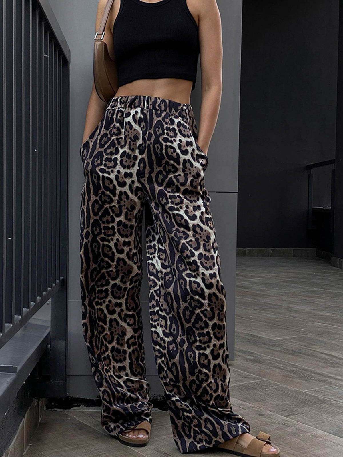 Luipaardprint Wide Leg Broek | Jade